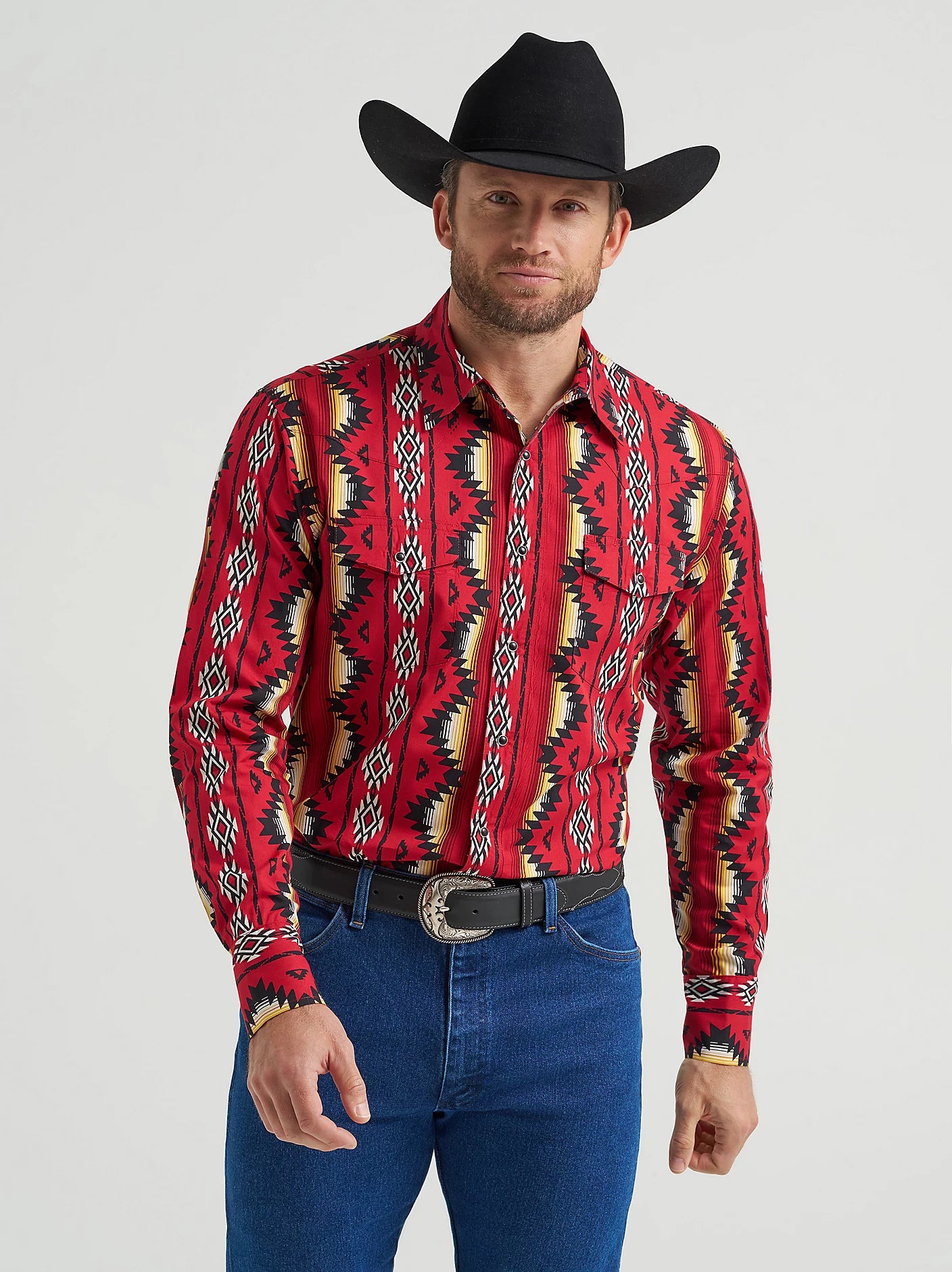 Wrangler® Men's Checotah® Long Sleeve Western Snap Printed Shirt 112369430