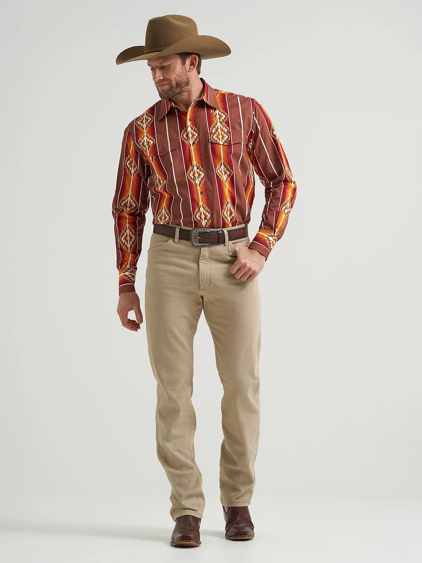 Wrangler® Men's Checotah® Long Sleeve Western Snap Printed Shirt 112369466