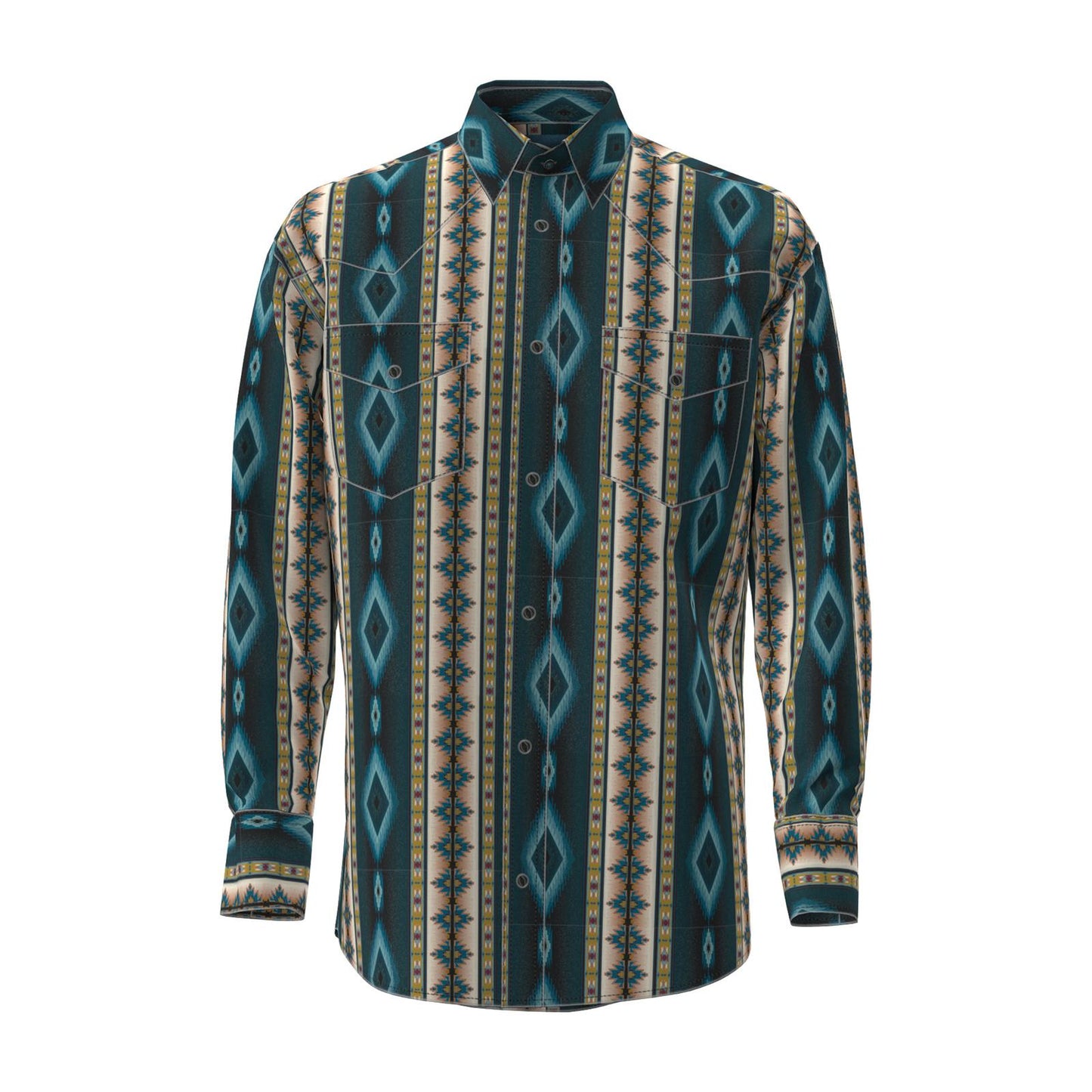 Wrangler® Men's  Checotah® Western Long Sleeve Shirt Classic Fit - Teal Multi 112369467