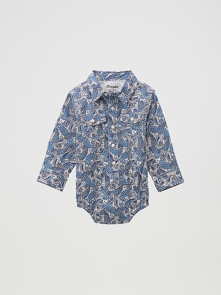 Wrangler® Baby Boy's Long Sleeve Western Snap Onsie 112369536