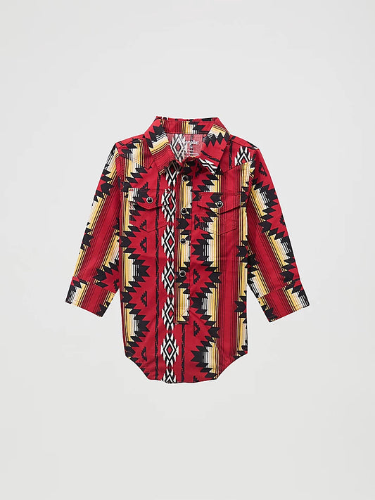 Wrangler® Baby Boy's Long Sleeve Checotah Western Snap Onsie 112369546