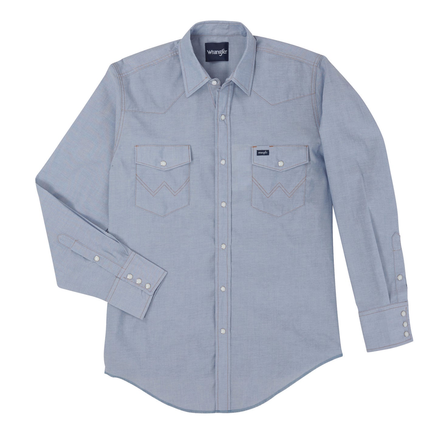 Wrangler® Western Chambray Long Sleeve Workshirt Classic Fit Chambray 112370330
