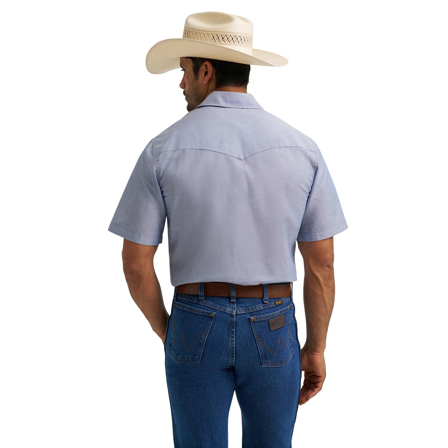 Wrangler® Men's Western Chambray Short Sleeve Workshirt Classic Fit 112370331