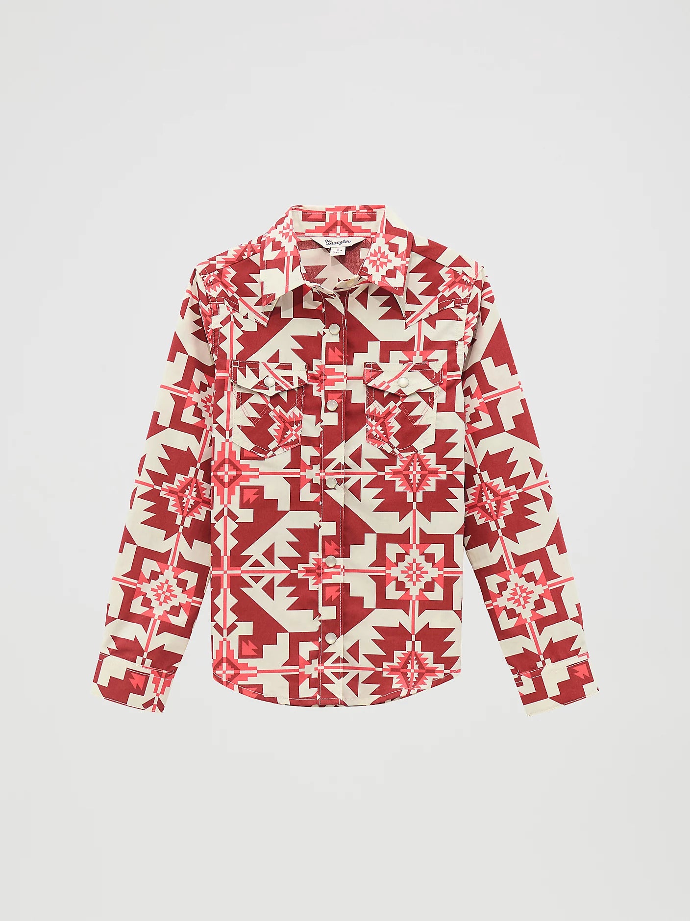 Wrangler® Girl's Long Sleeve Geo Print Western Snap Shirt 112371870