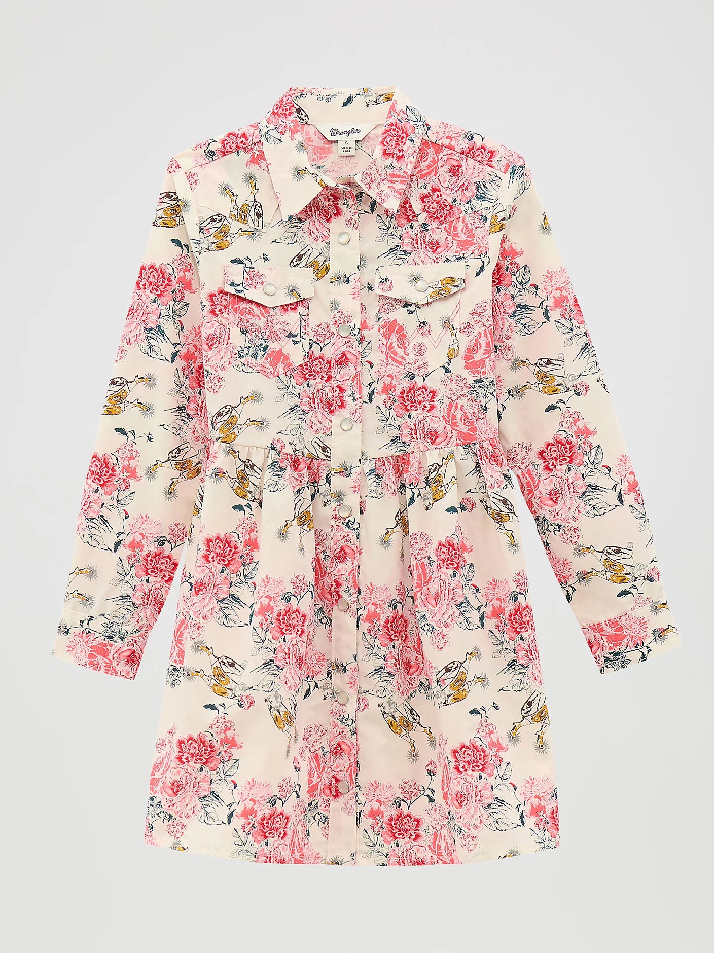 Wrangler® Girl's Long Sleeve Printed Western Snap Dress 112371917