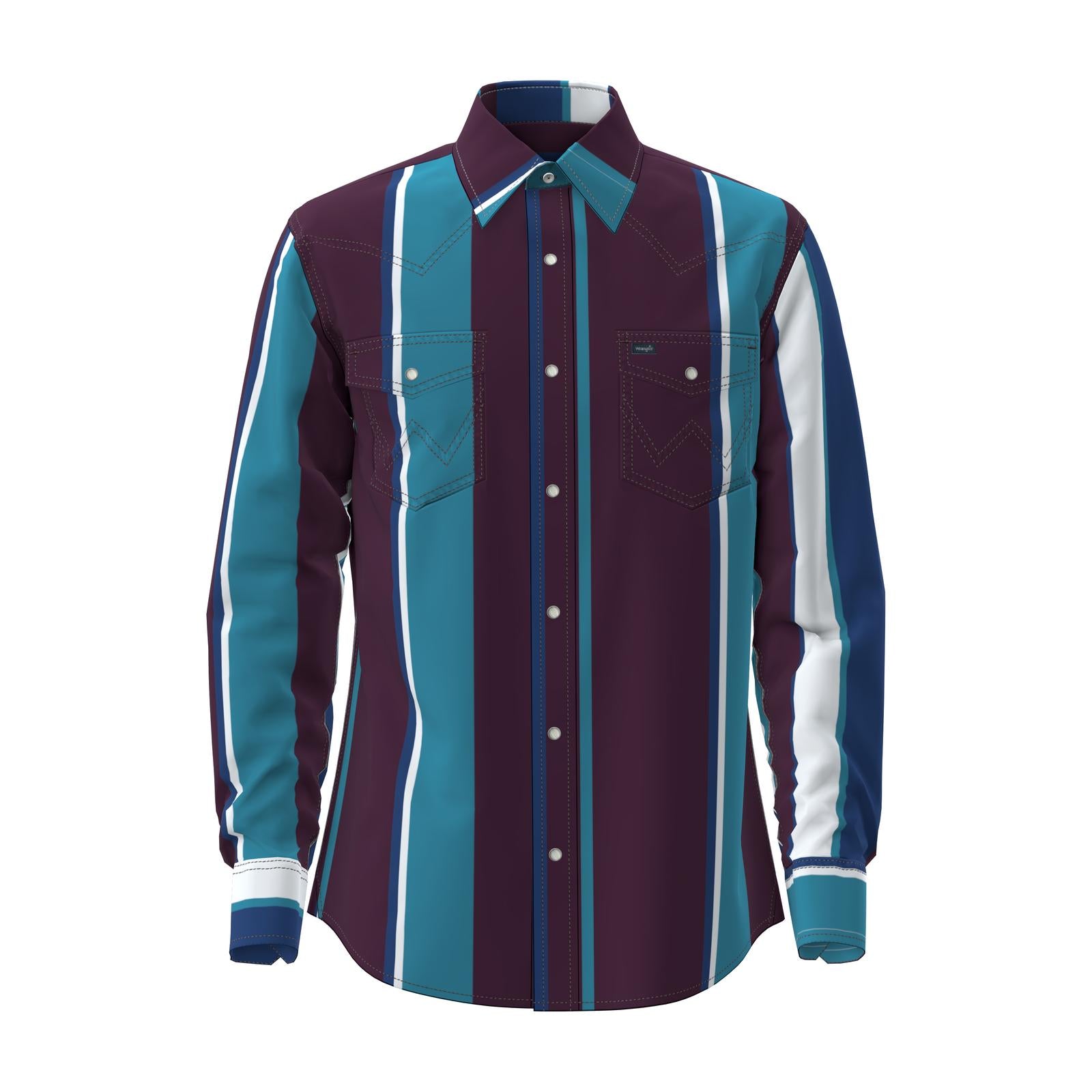 Wrangler Men's Long Sleeve Brushpopper Vintage Shirt Regular Fit - Purple  112375225 - CY Western Co.