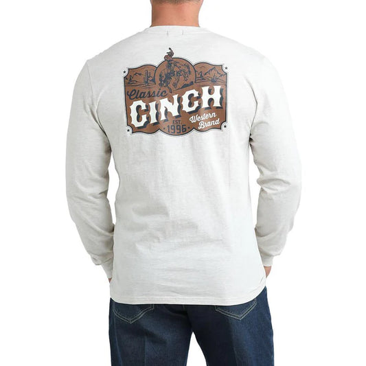 Cinch® Men's Western Brand Long Sleeve Cream Tee Shirt MTK1721022