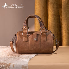 Montana West® Western Tooled Buckle Collection Mini Barrel Crossbody Bag Light Coffee MW1338-8802LCF