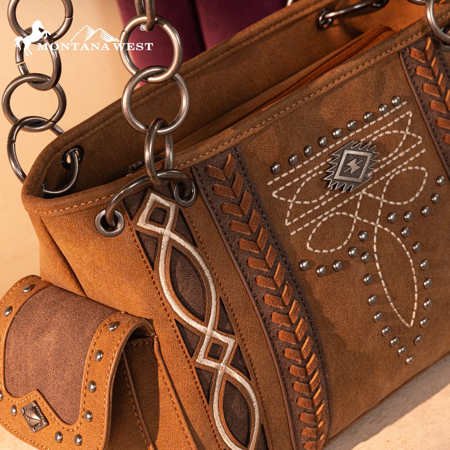 Montana West® Cut-Out Embroidered Concealed Carry Satchel MW1325G-8085BR