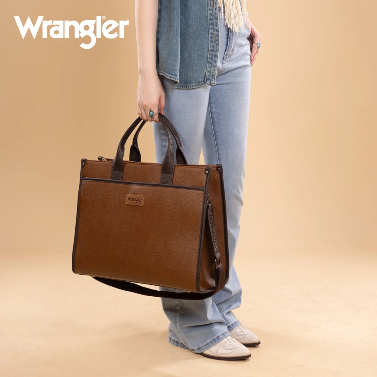 Wrangler® Carry-All Large Tote Work Tote /Crossbody Brown/Coffee WG288-8119BR/CF