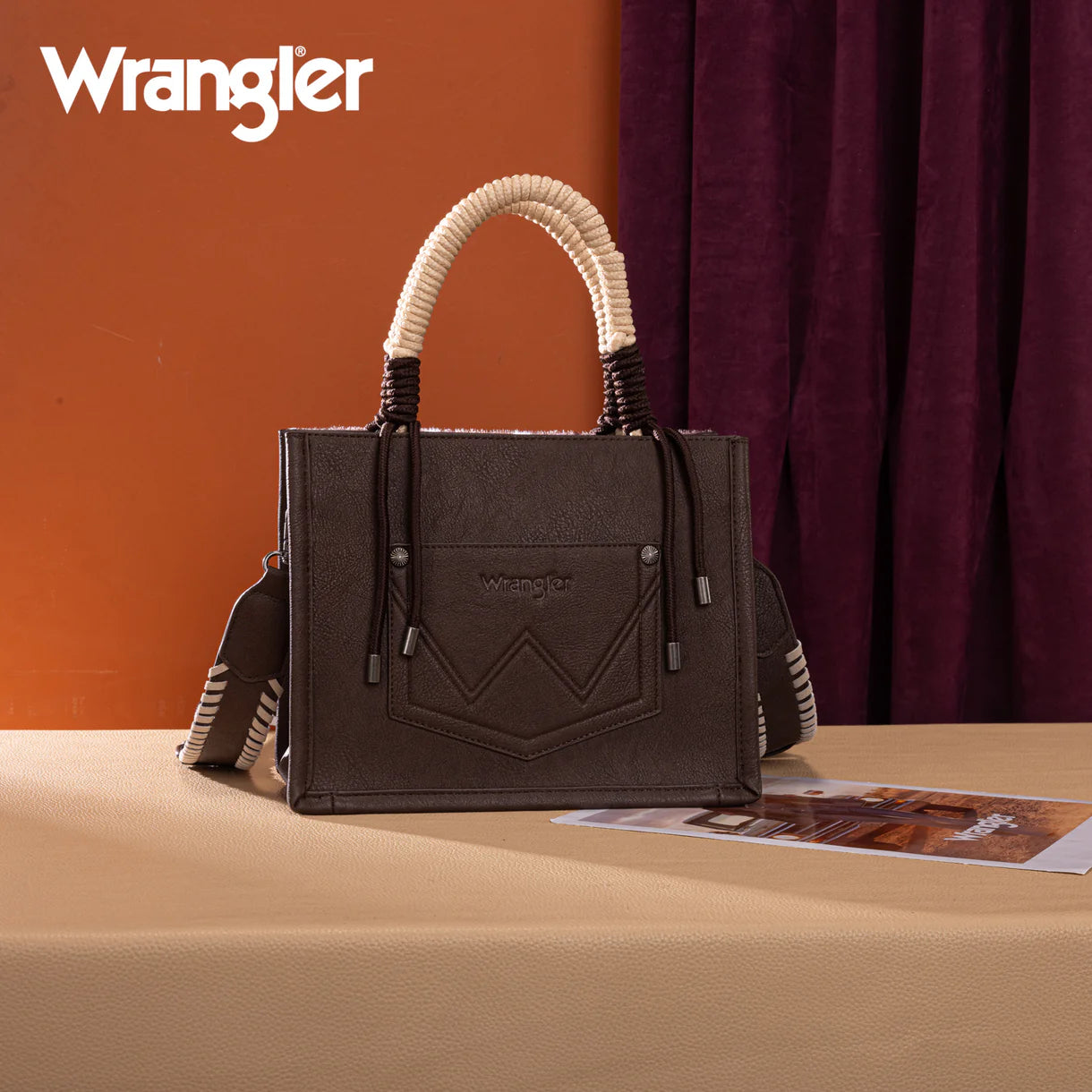 Wrangler® Cow Print Tote/Crossbody Coffee WG386-8120SCF