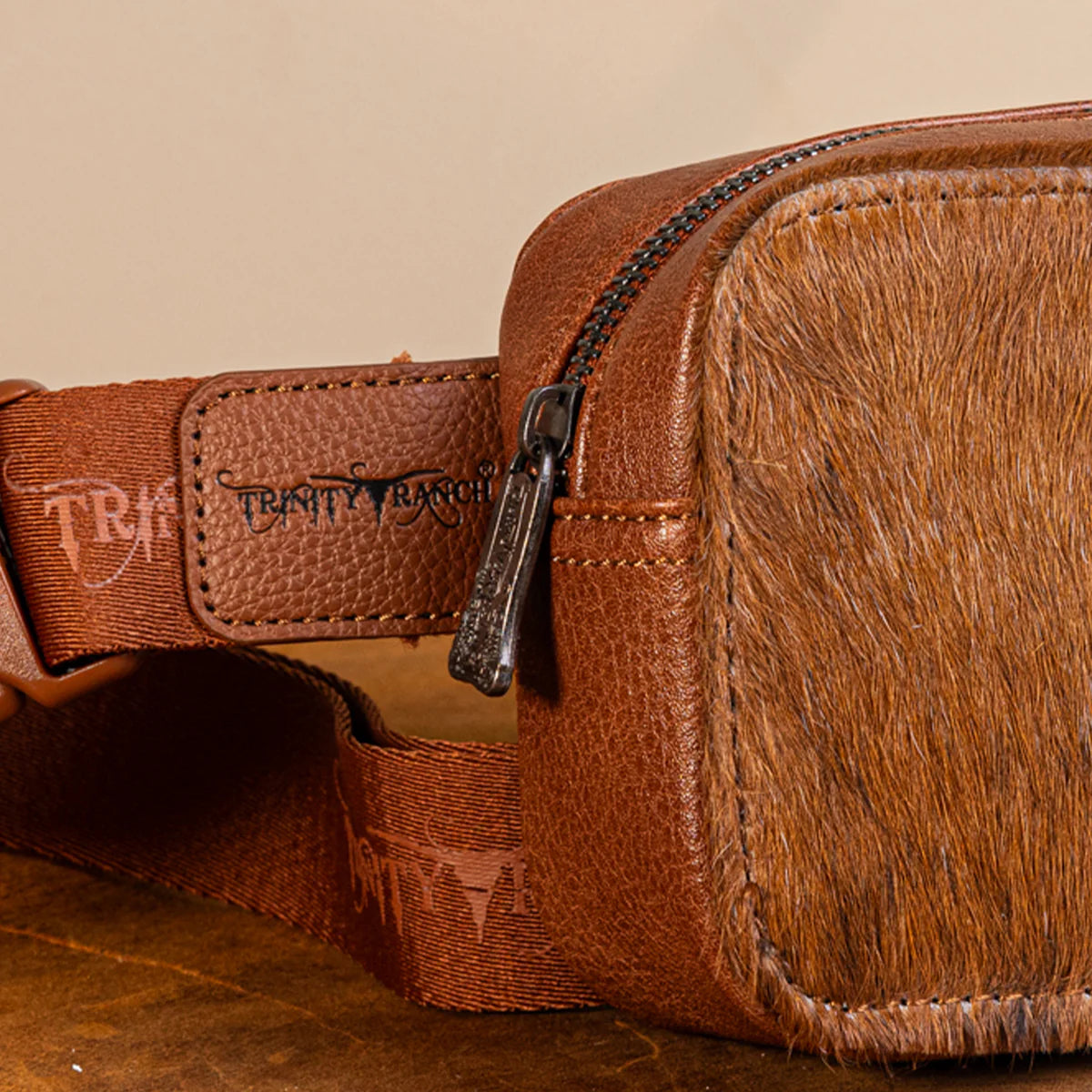 Trinity Ranch® Genuine Hair-On Cowhide Belt Bag Brown TR184-194BR