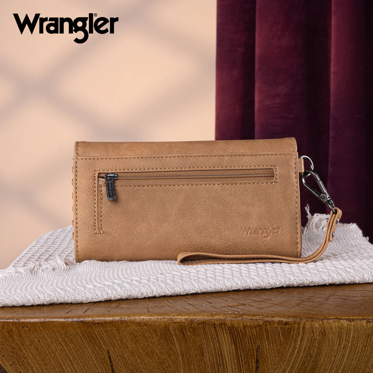 Wrangler® Whipstitch Wristlet Wallet Light Brown WG183-W048LBR