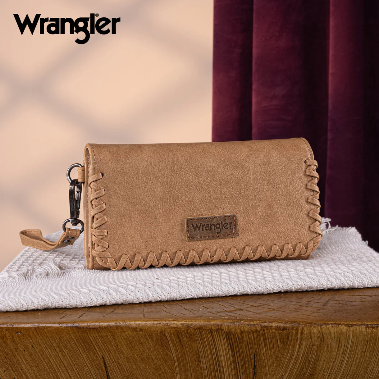 Wrangler® Whipstitch Wristlet Wallet Light Brown WG183-W048LBR