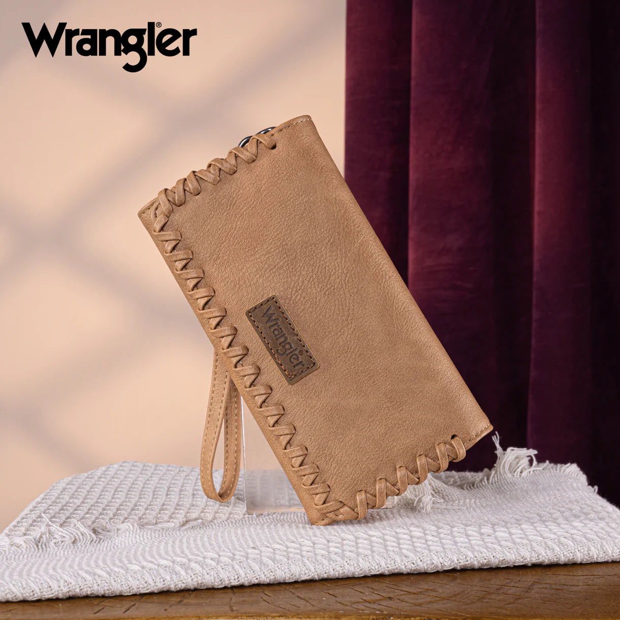 Wrangler® Whipstitch Wristlet Wallet Light Brown WG183-W048LBR