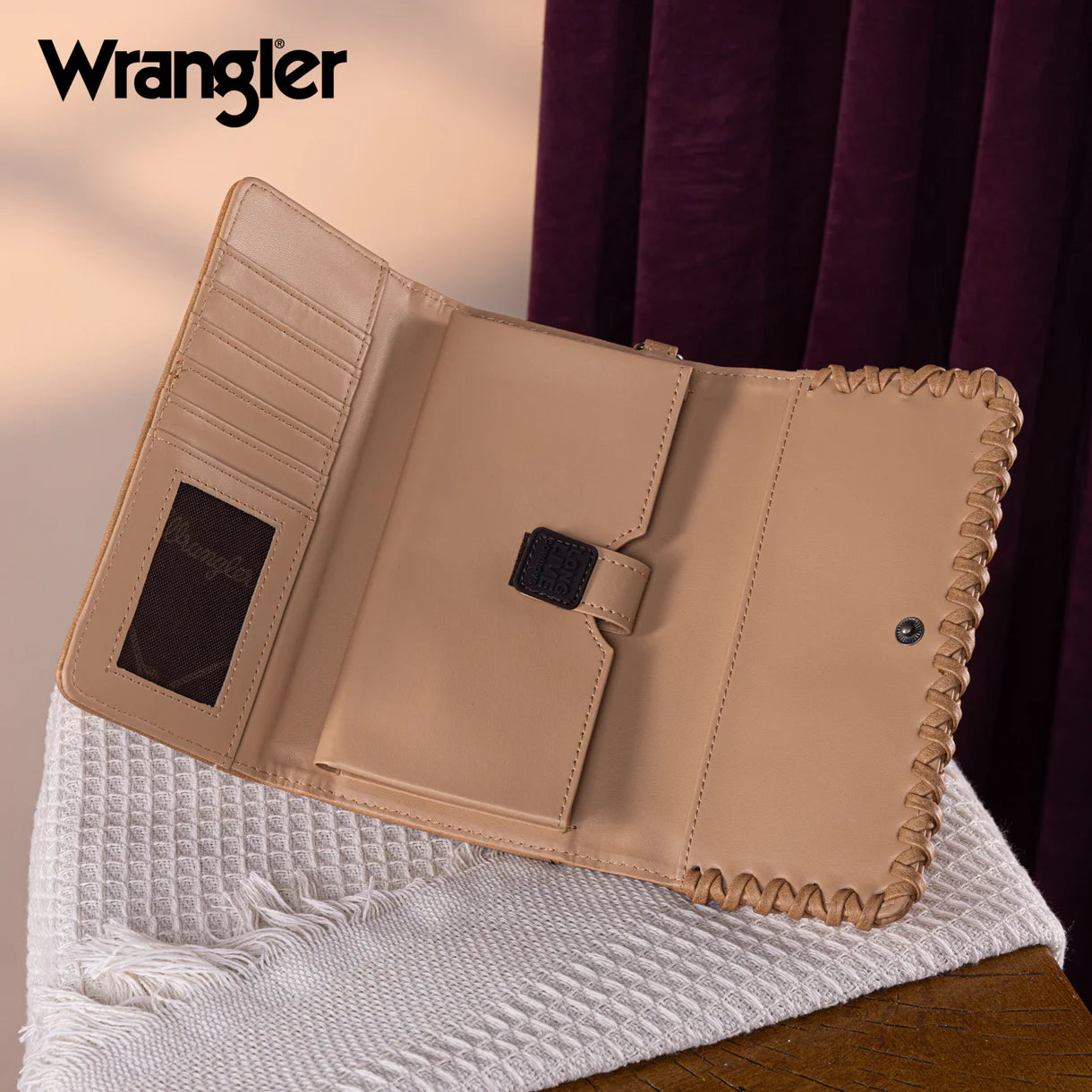Wrangler® Whipstitch Wristlet Wallet Light Brown WG183-W048LBR