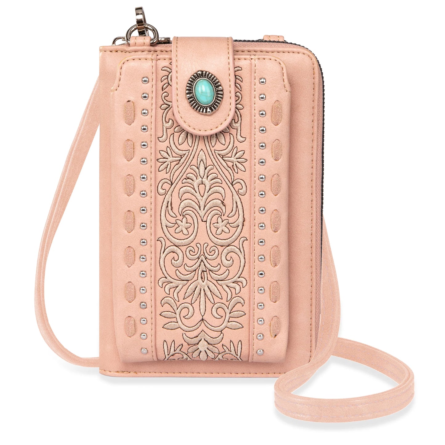 American Bling® Embroidered Collection Phone Wallet/Crossbody Pink PHD-109PK