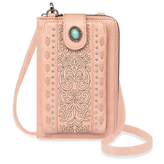 American Bling® Embroidered Collection Phone Wallet/Crossbody Pink PHD-109PK