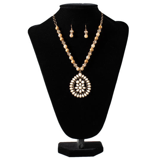 Blazin Roxx® Women's Jewelry Set Brown Beaded Stone Pendant 3055902