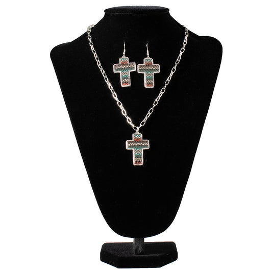 Blazin Roxx® Women's Jewelry Set Filigree Silver Cross 3056297