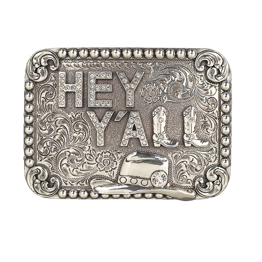 Blazin Roxx®  Rectangle Antique Silver Finish Buckle HEY YA'LL 37932