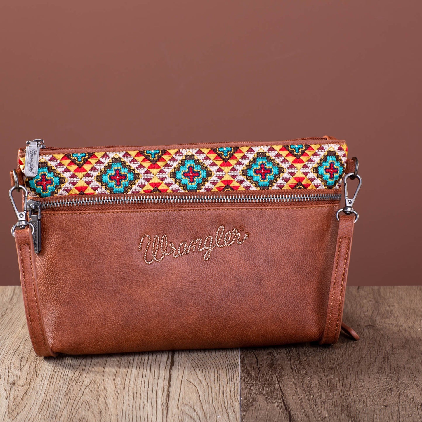 Wrangler® Aztec Embroidered Collection Crossbody WG51-181BR