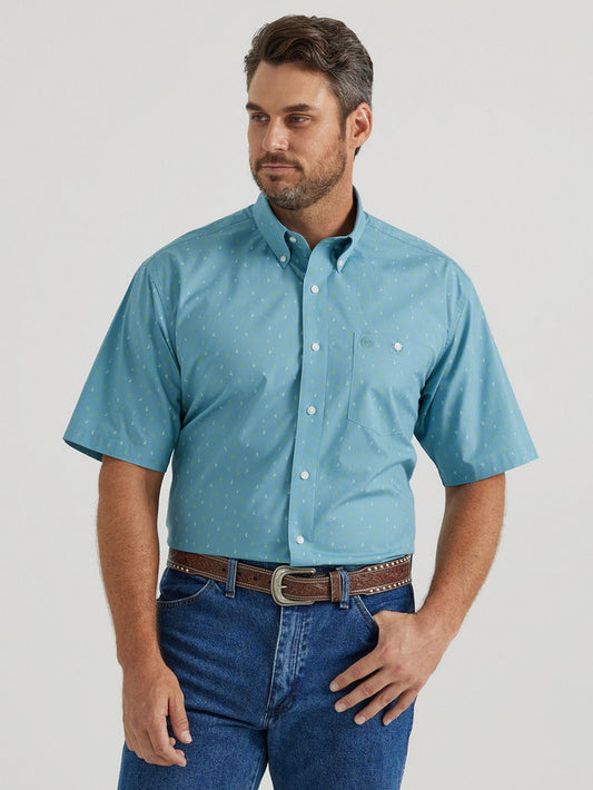 Men's Wrangler® Classic Short Sleeve Blue Men's Shirt - 112346078