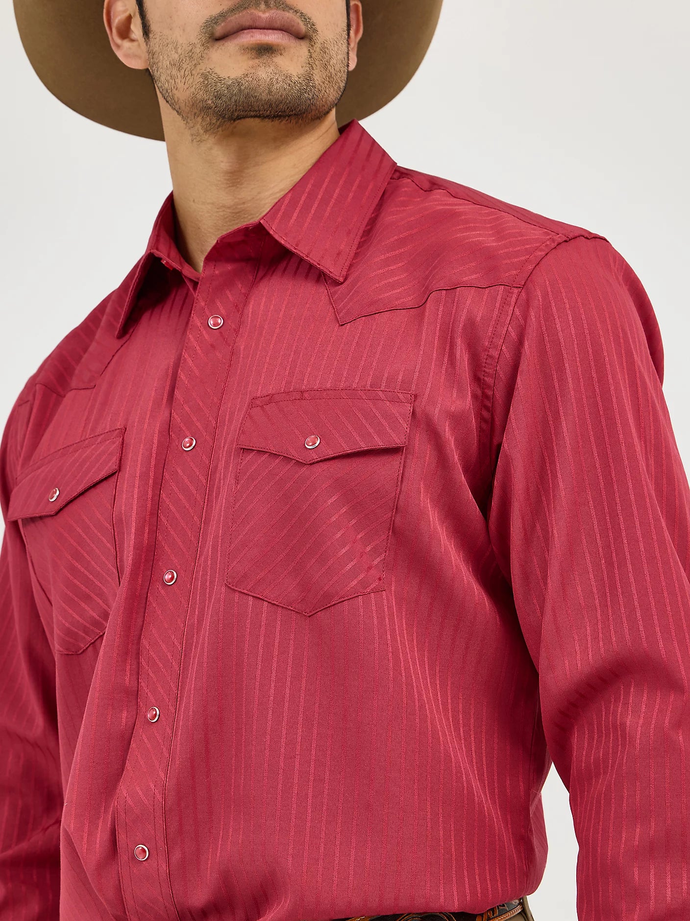 Wrangler® Western Long Sleeve Western Snap Dobby Stripe Shirt 75740WN