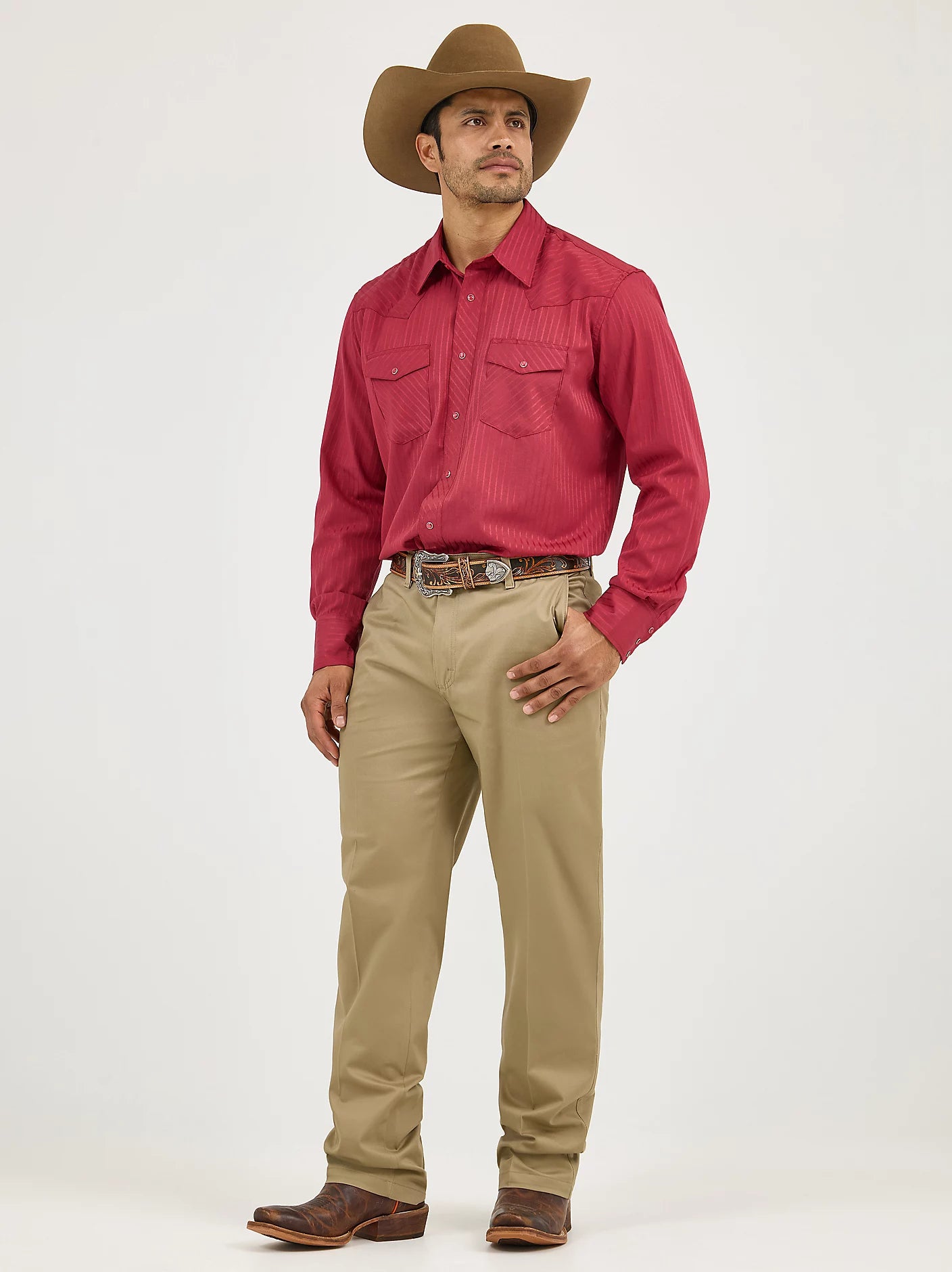 Wrangler® Western Long Sleeve Western Snap Dobby Stripe Shirt 75740WN