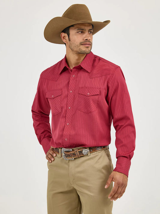 Wrangler® Western Long Sleeve Western Snap Dobby Stripe Shirt 75740WN