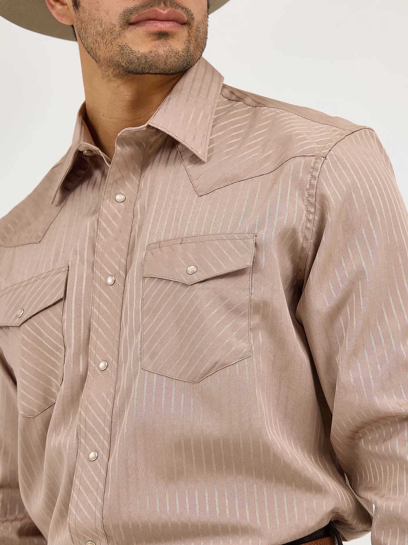 Wrangler® Western Long Sleeve Western Snap Dobby Stripe Shirt 75742TN