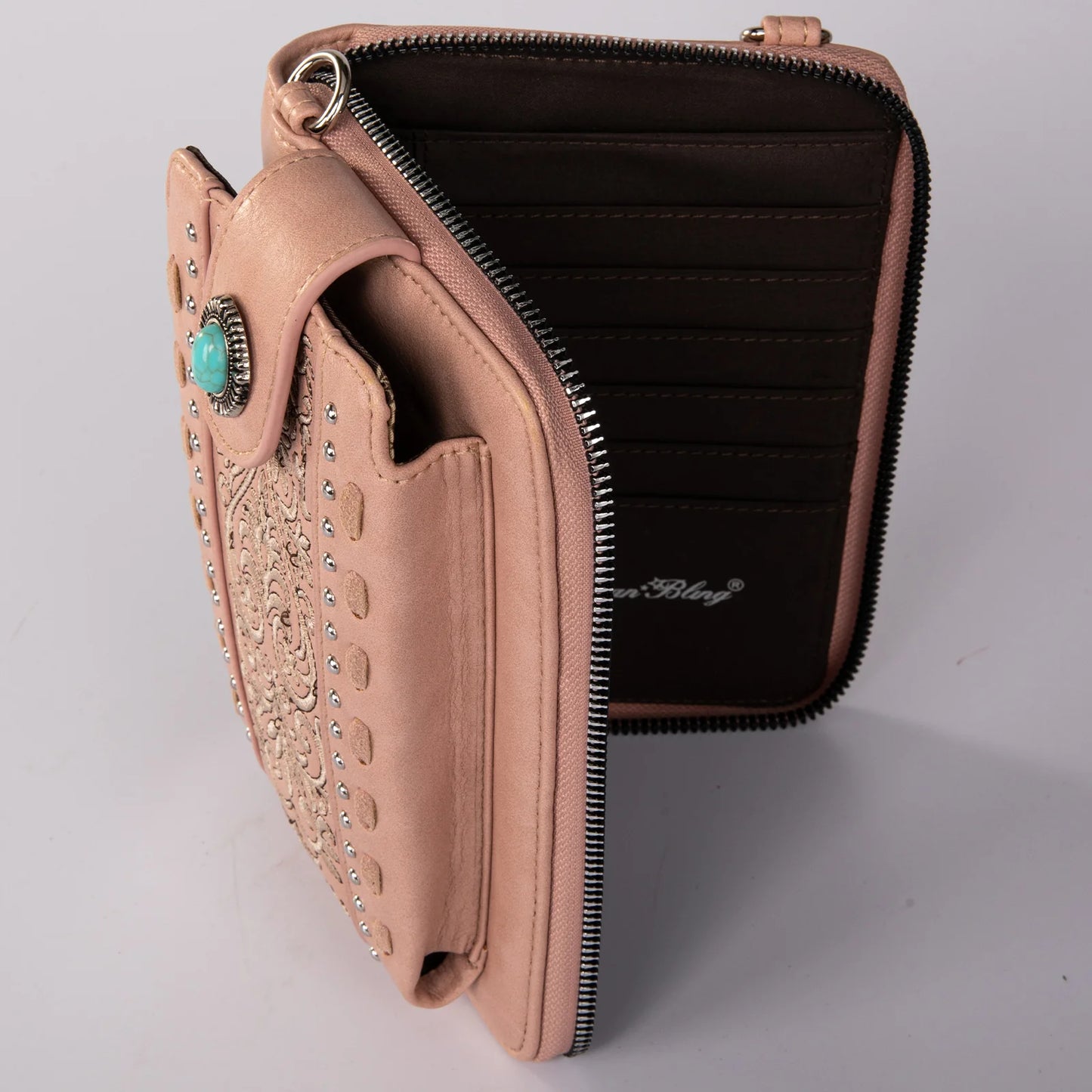 American Bling® Embroidered Collection Phone Wallet/Crossbody Pink PHD-109PK