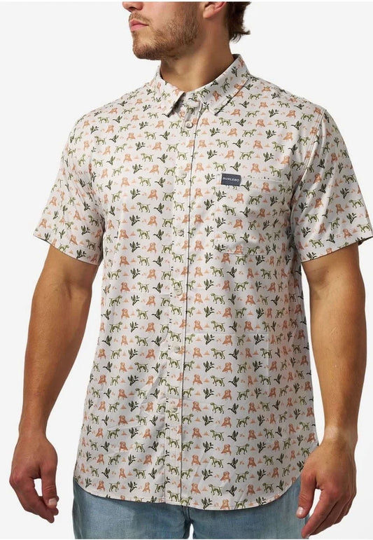 Burlebo® Men's Performance Button Up Mallard Duck Dog PBU-MDD