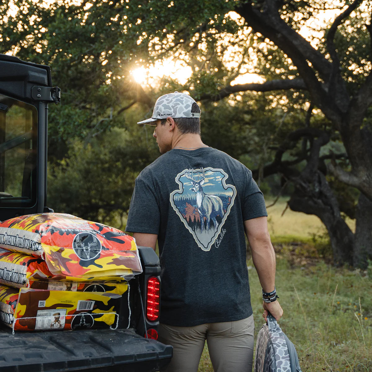 Burlebo® Men's Short Sleeve Tee - Whitetail Season - Heather Black SST-WTSZN-HB