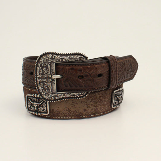 Ariat® Men's 1 1/2" Brown Belt w/Longhorn Head Conchos A1038102