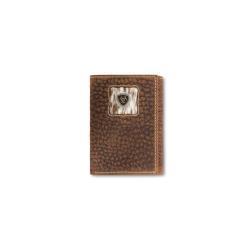 Ariat® Men's Trifold Style Wallet Calf Hair Logo Concho Brown A3566702
