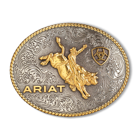 Ariat®  Oval Rope Edge Bullrider Antique Silver and Antique Gold A37056
