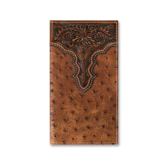 Ariat® Rodeo Wallet Ostrich Floral Embossed Brown A3553102