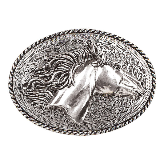Blazin Roxx® Oval Horsehead Silver Buckle 37012