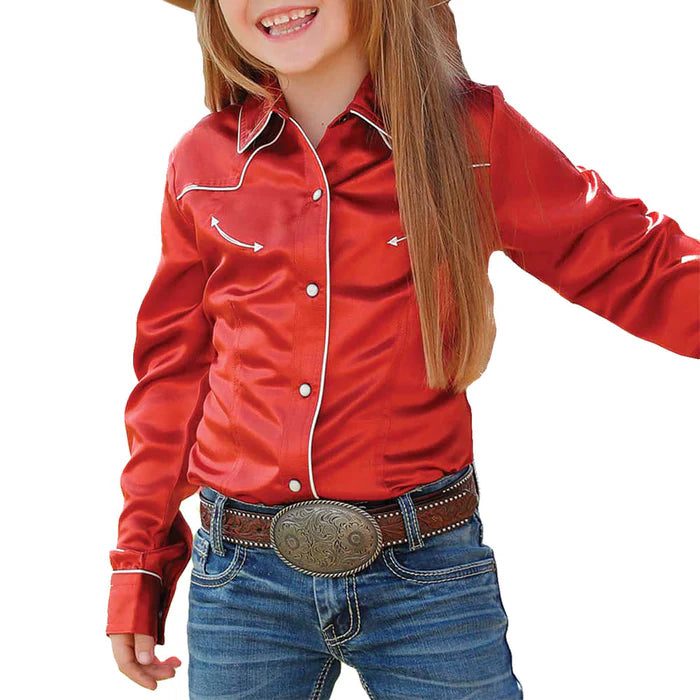 Cruel Girl Denim® Girl's Red Long Sleeve Snap Shirt CTW3370031