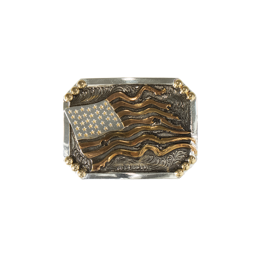 Crumrine® Rectangle Silver/Gold Buckle American Flag C10011