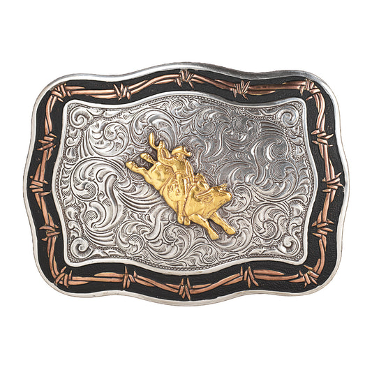 Crumrine® Rectangle Buckle Bull Rider Black/Gold/Silver C10016