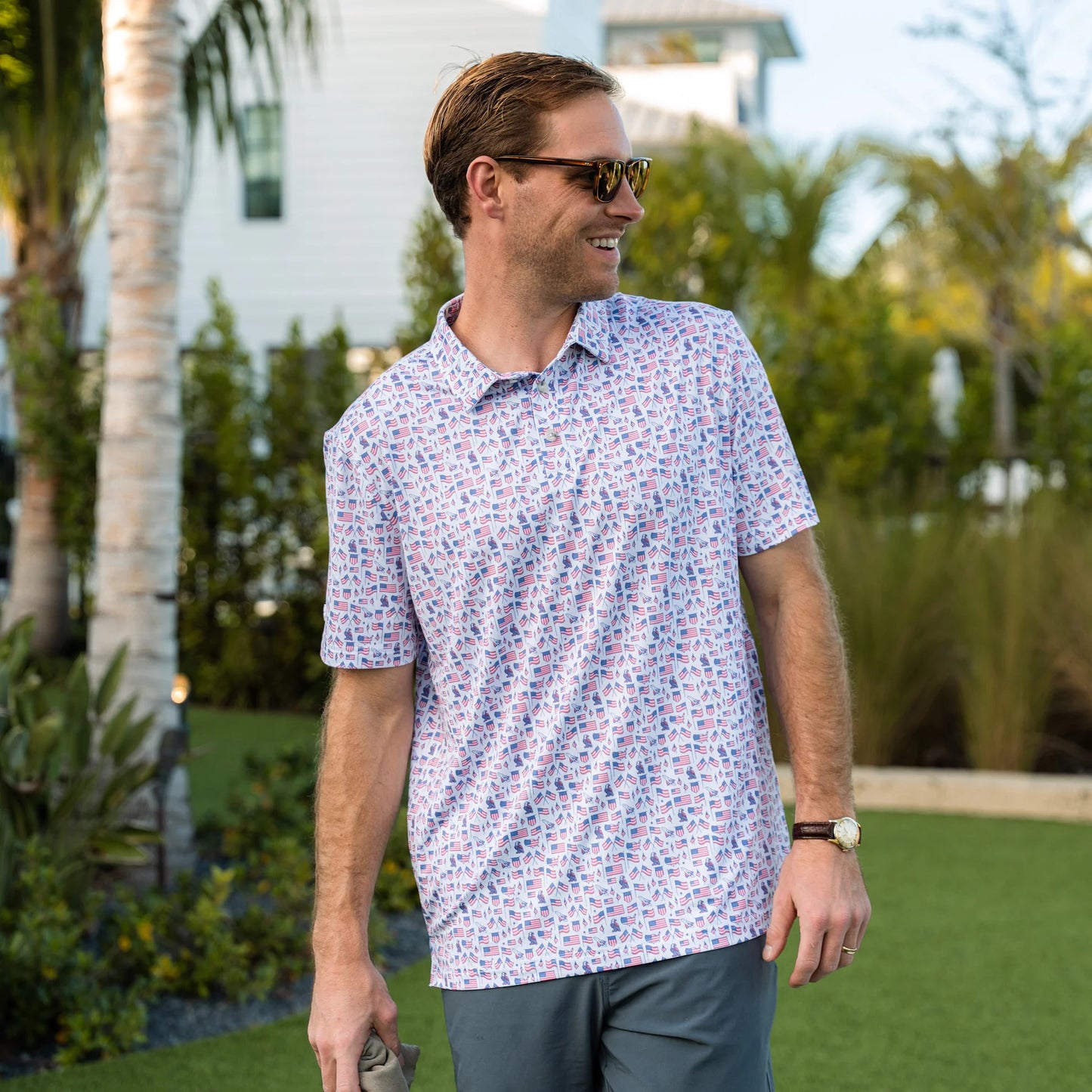 Burlebo® Men's Performance Polo Old Glory PP-OLDG