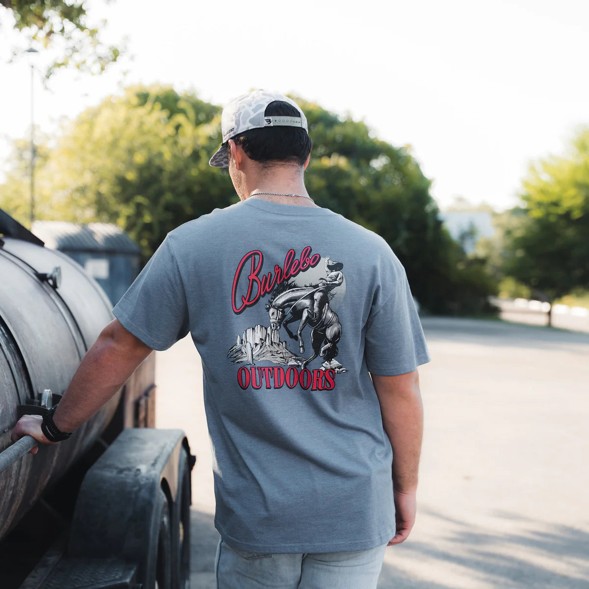 Burlebo® Men's Short Sleeve Tee Moonlit Cowboy - Heather Blue Jean SST-MLCB-HBJ