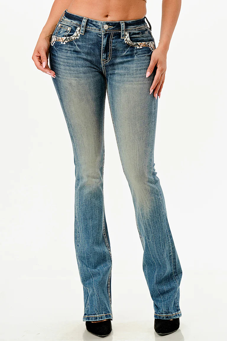 Grace in LA® Women's Medium Wash Easy Fit Bootcut Jeans (32 inch inseam) EB61967