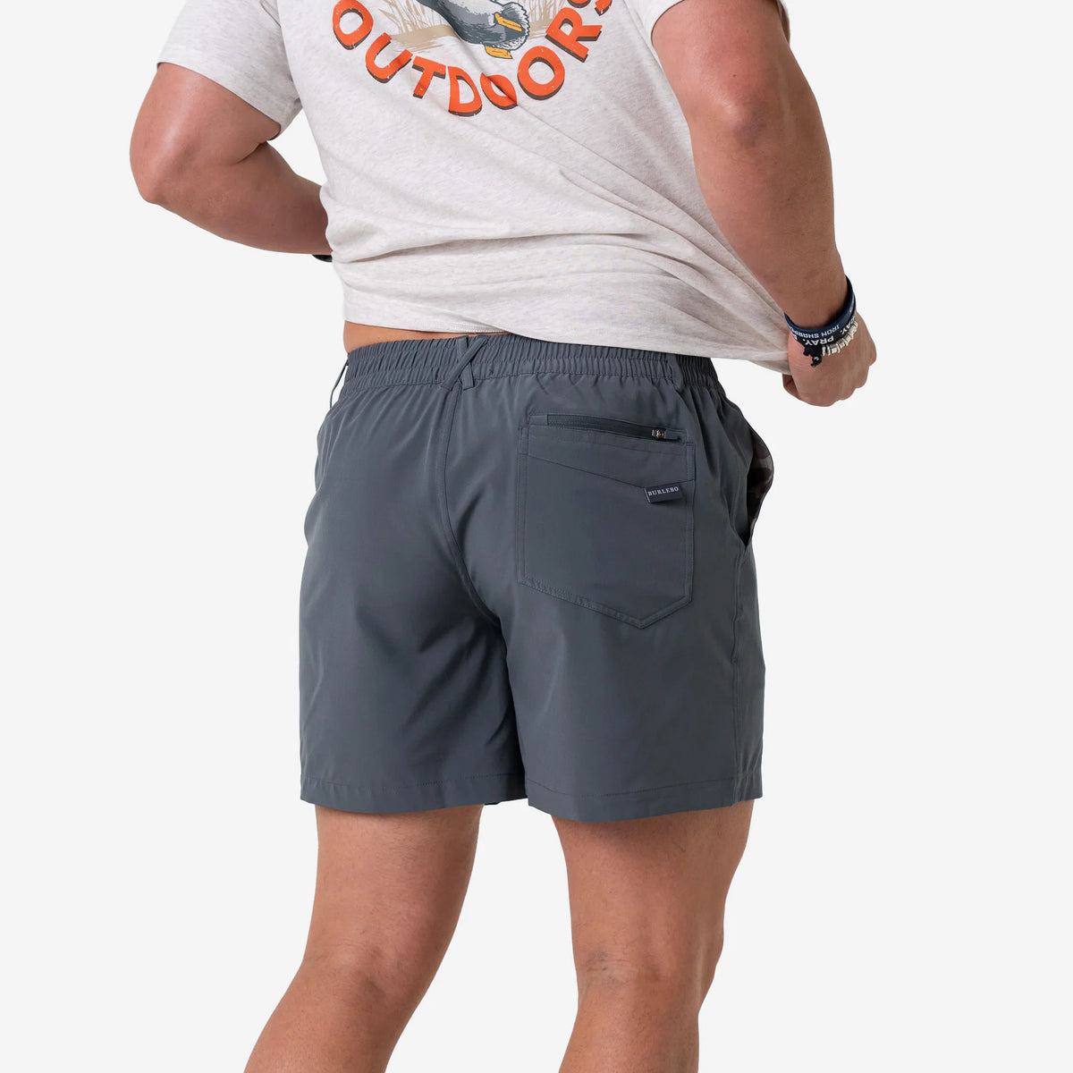 Burlebo® Men's Everyday Short River Rock Grey - Classic Deer Camo Pocket ES-RRG-CDC
