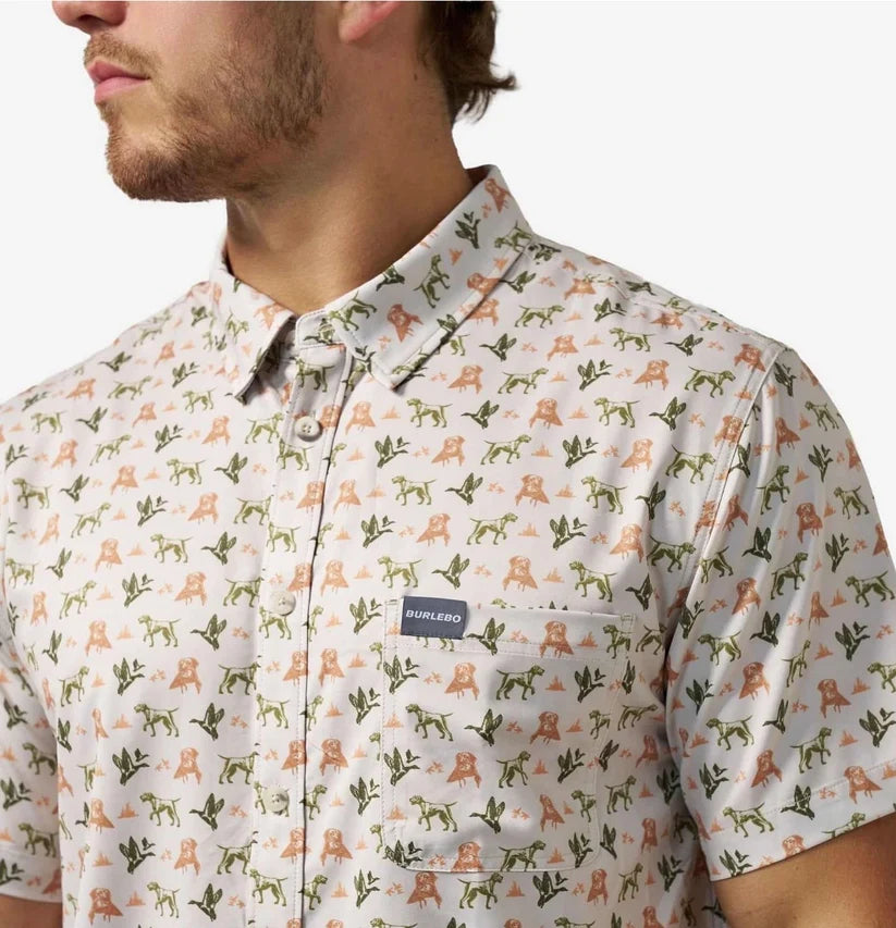 Burlebo® Men's Performance Button Up Mallard Duck Dog PBU-MDD