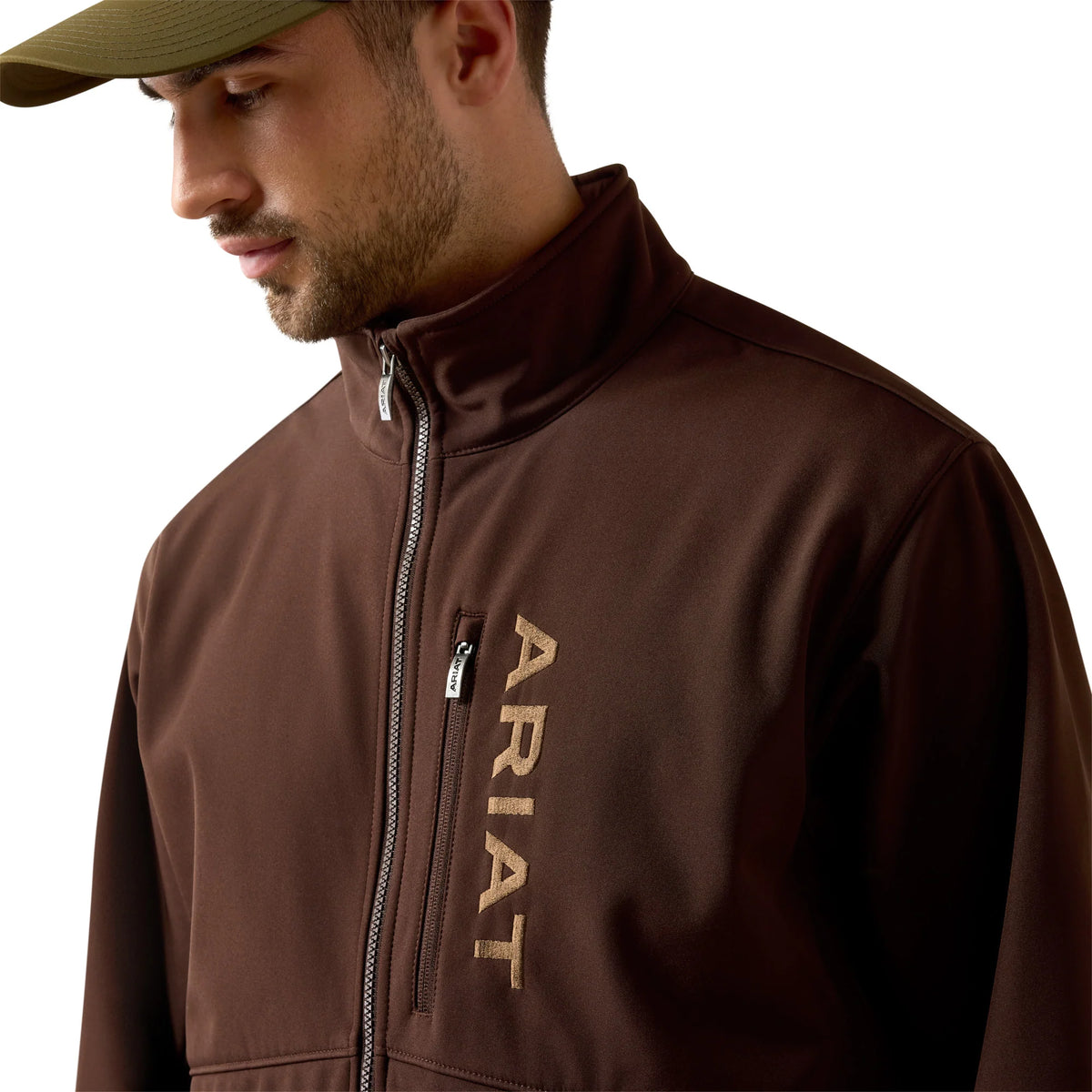 Ariat® Men's Chest Logo Softshell Mole Brown Jacket 10079279