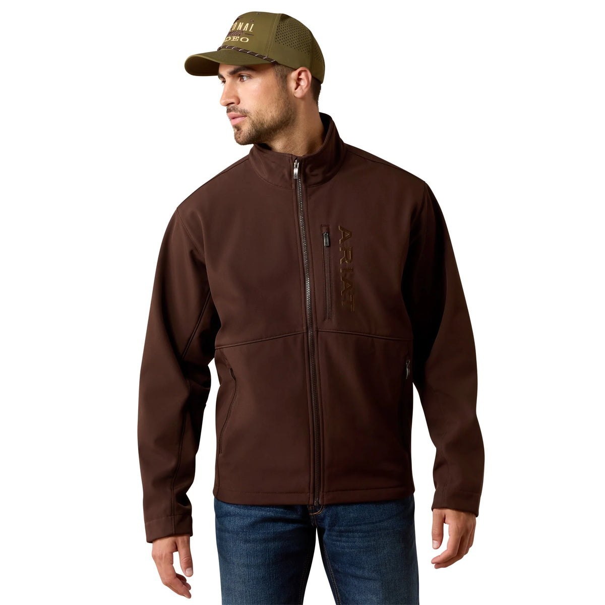 Ariat® Men's Chest Logo Softshell Mole Brown Jacket 10079279
