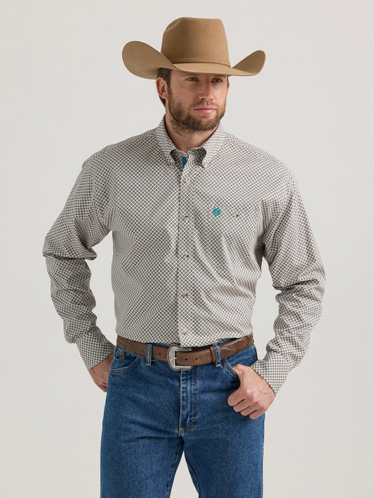 Wrangler® George Strait One Pocket Long Sleeve Shirt - Brown 112352714